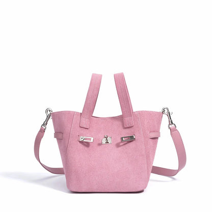 Genuine Luxury Matte Suede Bucket Tote