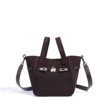 Genuine Luxury Matte Suede Bucket Tote