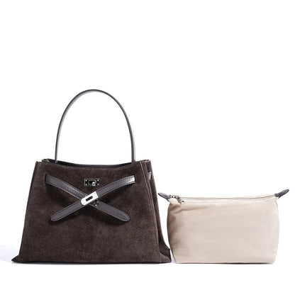 Genuine Suede Leather Elegant Tote Bag