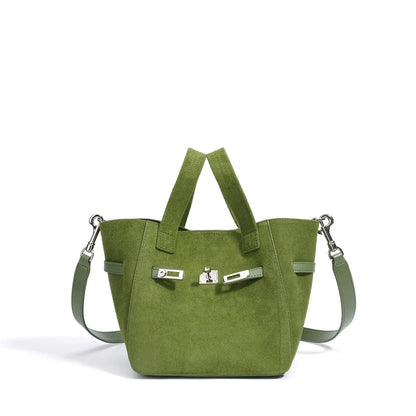 Genuine Luxury Matte Suede Bucket Tote
