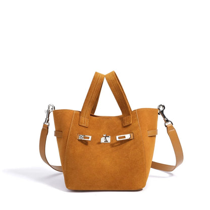 Genuine Luxury Matte Suede Bucket Tote