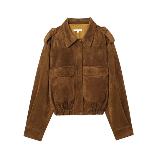 Long Sleeve Lapel Collar Jacket For Women