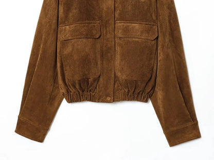 Long Sleeve Lapel Collar Jacket For Women