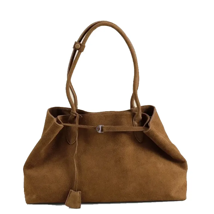 Luxury European Style Suede Tote Cowhide Shoulder Bag