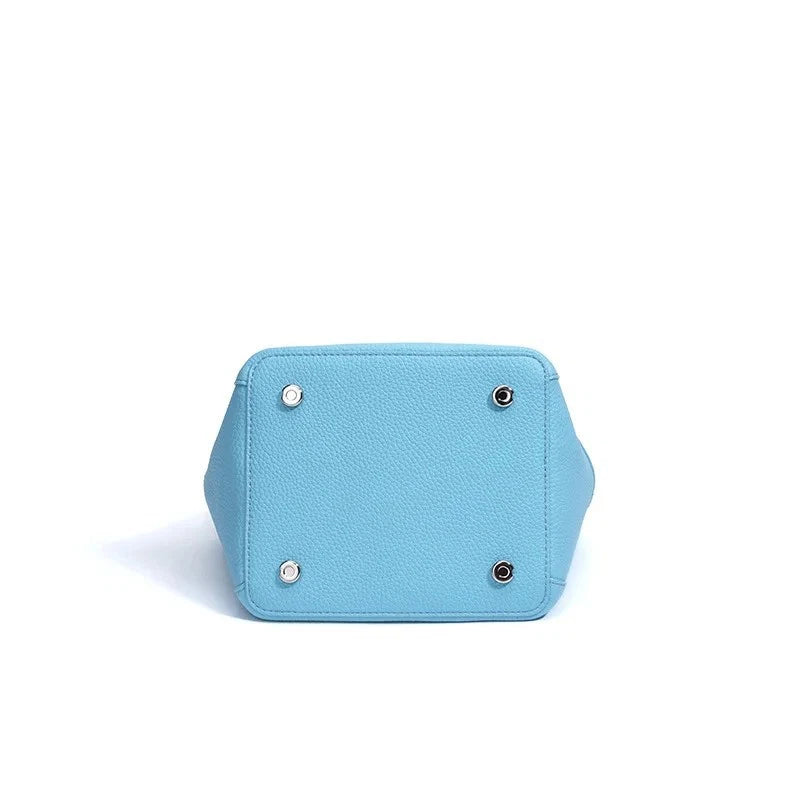 Genuine Leather Niche Lock Bucket Bag